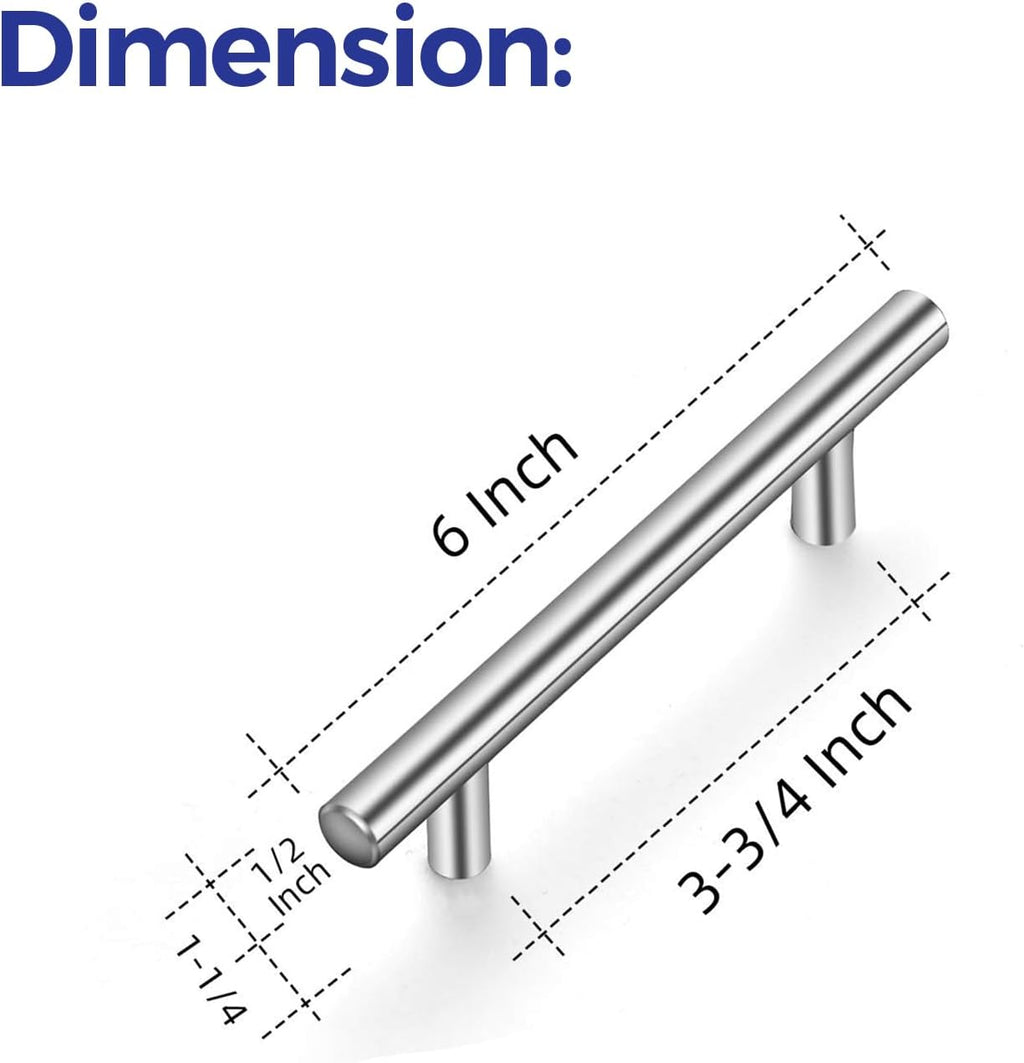 4Pack 6in Brushed Nickel Cabinet Pulls 3.75in Hole Center