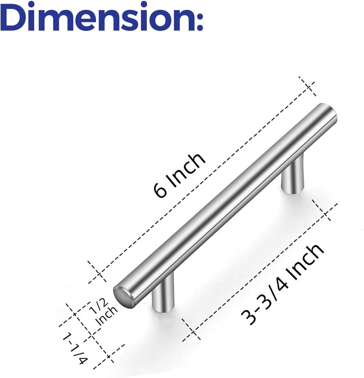 4Pack 6in Brushed Nickel Cabinet Pulls 3.75in Hole Center