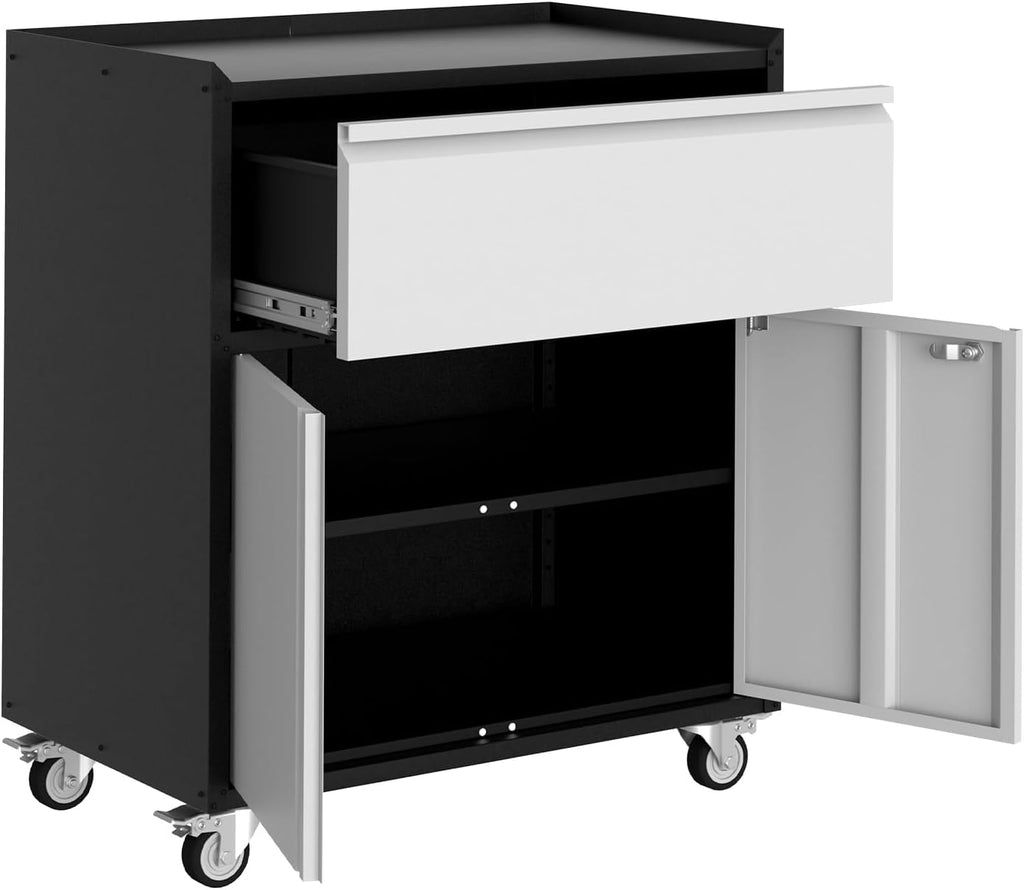 Grey Lockable Rolling Metal Tool Cabinet with Wheels Adjustable Shelf for Garage Workshop