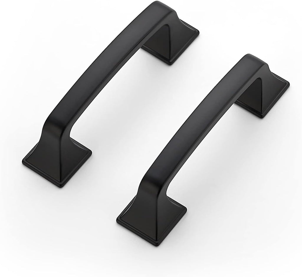 5Pack Matte Black 3in Square Arch Cabinet Drawer Pulls Hardware