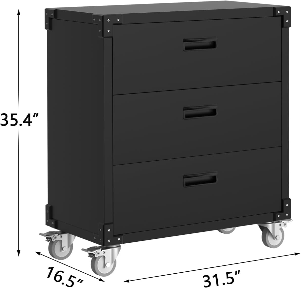 3-Drawer Heavy Duty Rolling Metal Tool Cabinet Mobile Storage for Garage Workshop Basement