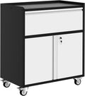 Grey Lockable Rolling Metal Tool Cabinet with Wheels Adjustable Shelf for Garage Workshop