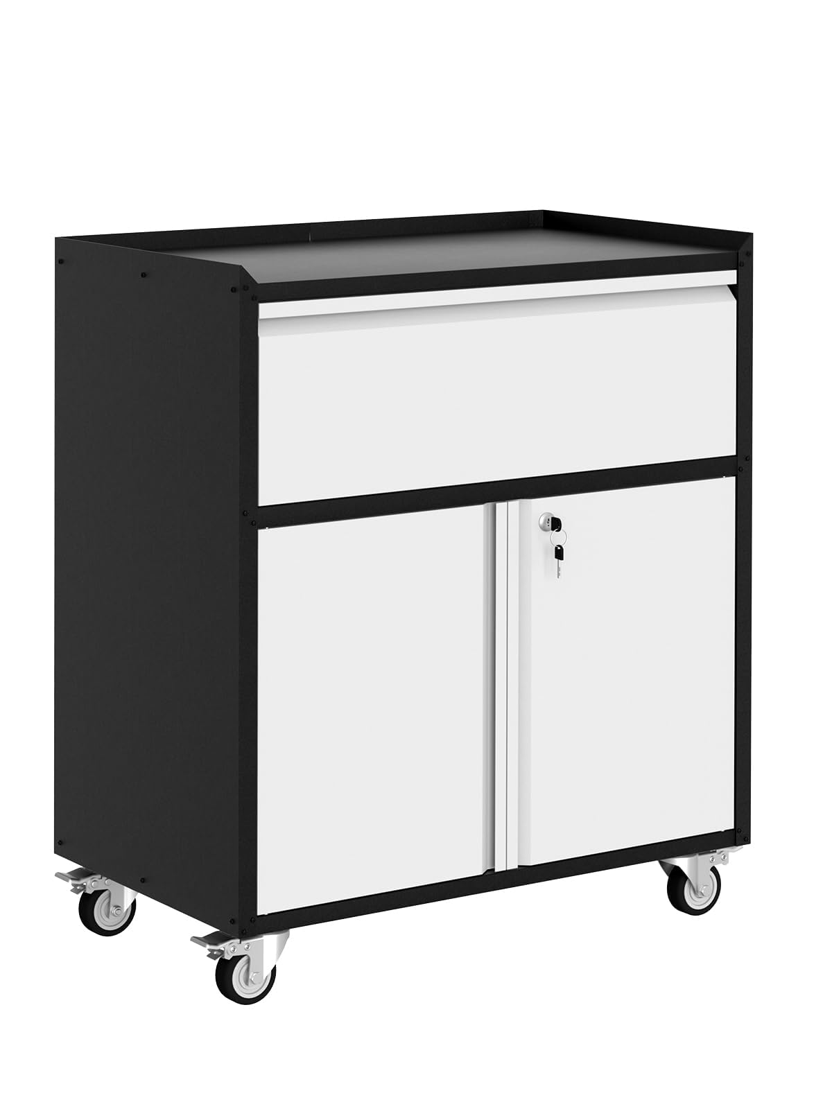 Grey Lockable Rolling Metal Tool Cabinet with Wheels Adjustable Shelf for Garage Workshop
