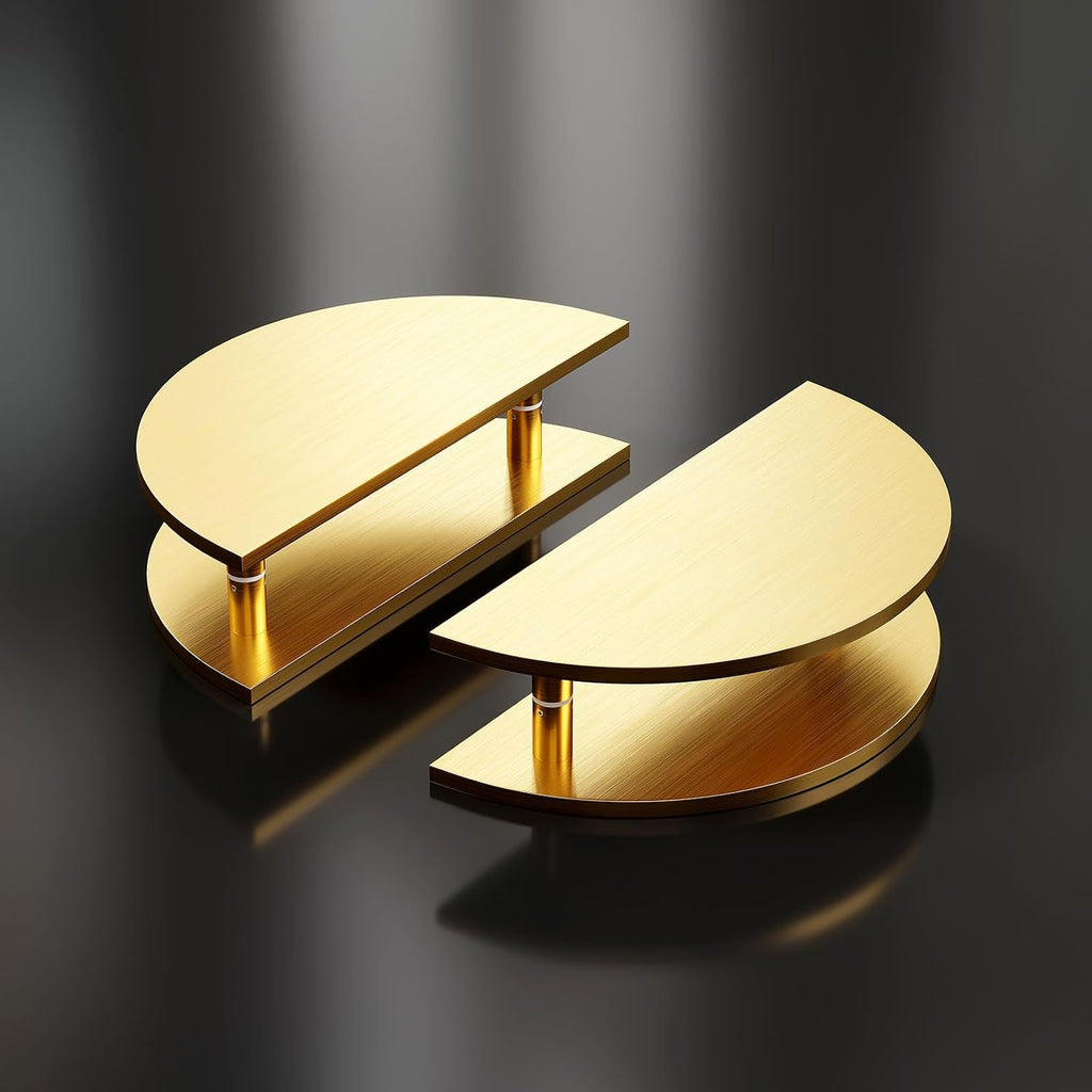 Gold Half-Round Double-Sided Aluminum Glass Barn Door Pull Handle 7.9in