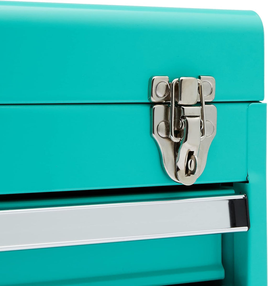 Basics Turquoise 18.1in Metal Tool Chest with Drawers Powder Coated Storage Box