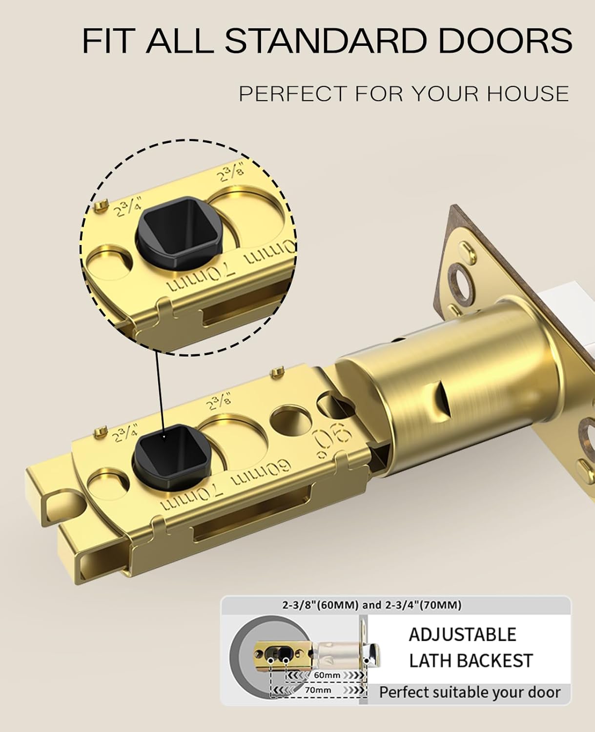 4Pack Antique Brass Privacy Door Knobs Lockable Levers for Bedroom Bathroom
