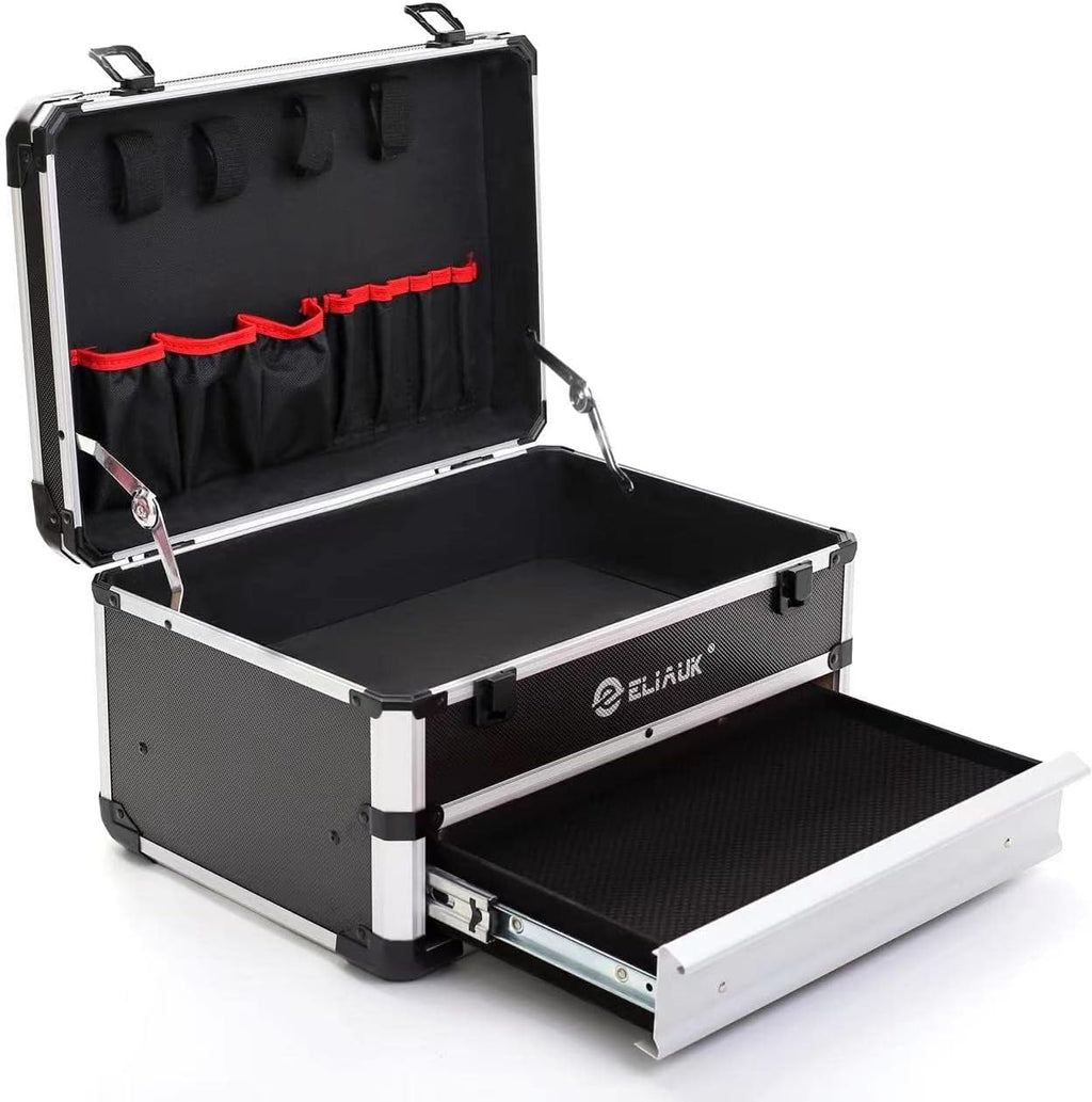 Silver Hard Carry Tool Box with Drawers Storage Organizer Case