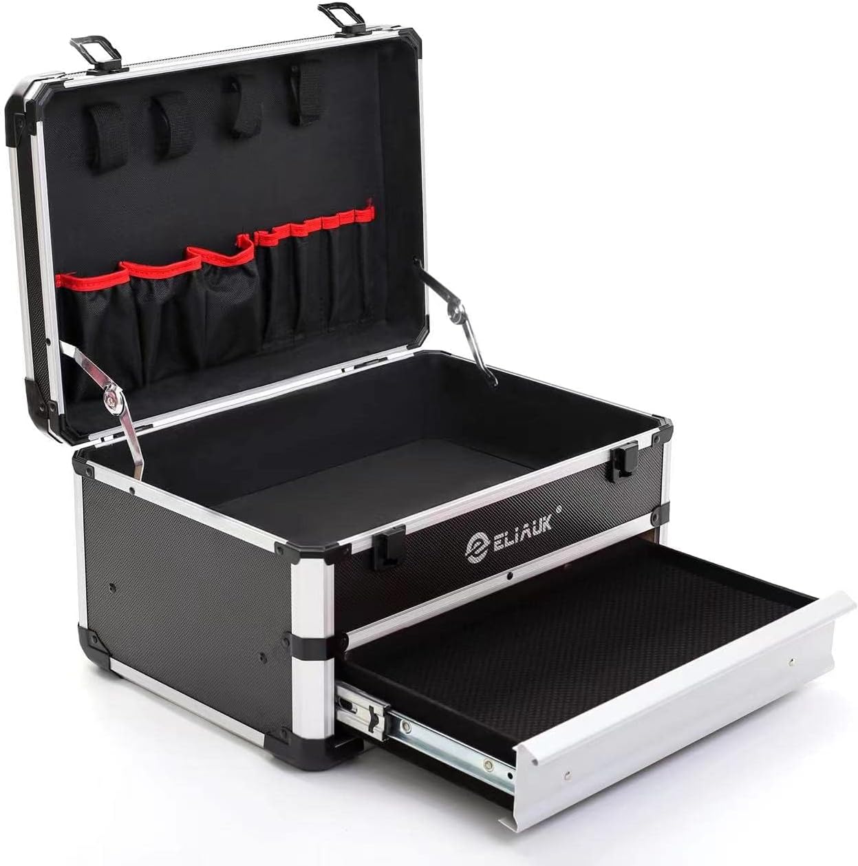 Silver Hard Carry Tool Box with Drawers Storage Organizer Case