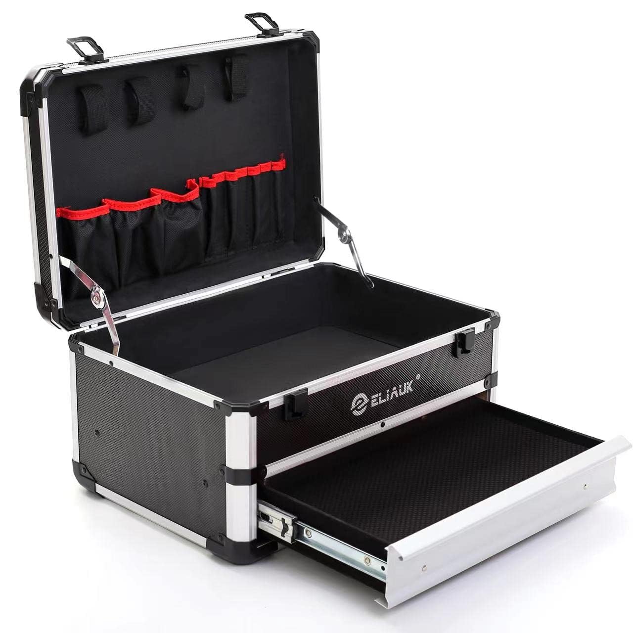 Silver Hard Carry Tool Box with Drawers Storage Organizer Case