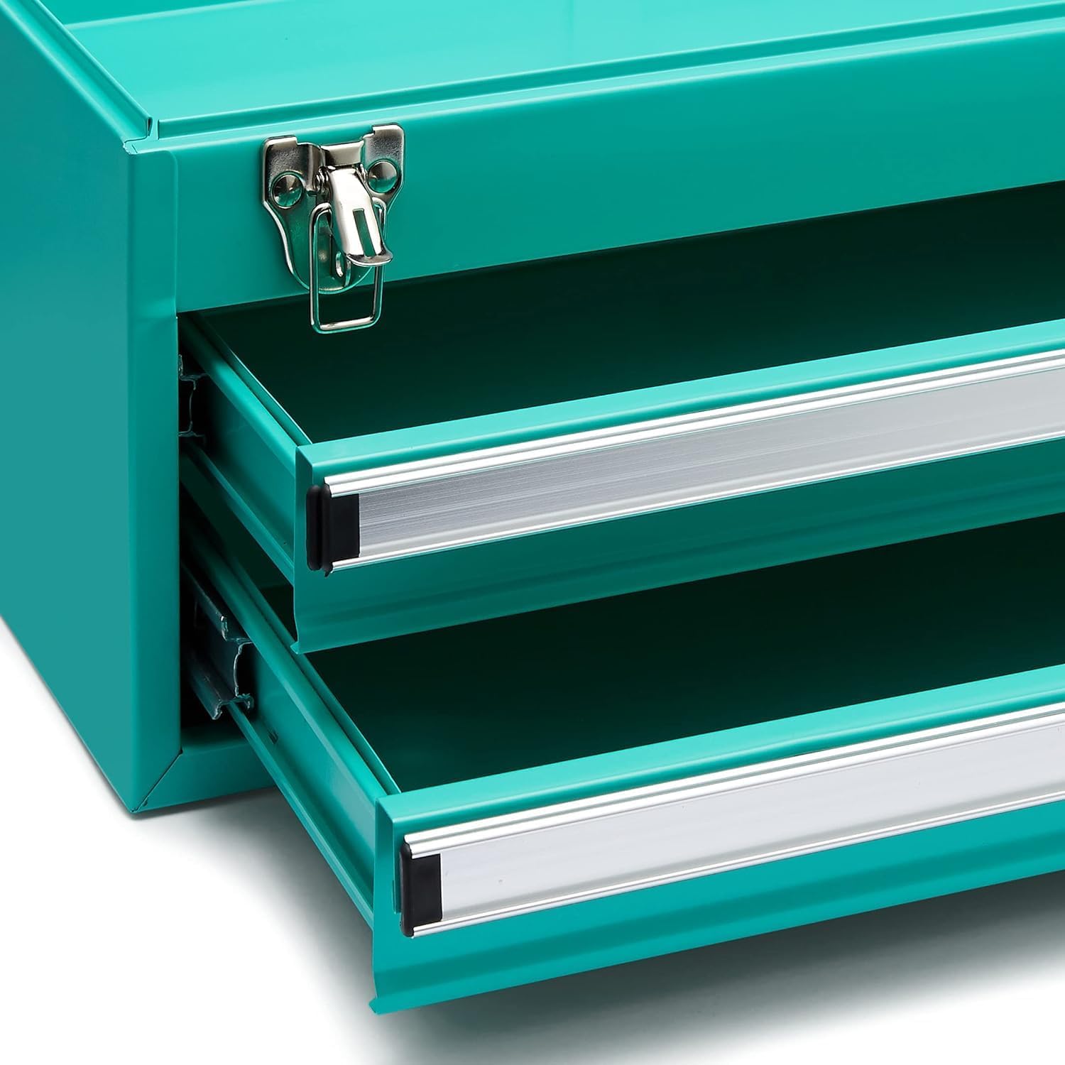 Basics Turquoise 18.1in Metal Tool Chest with Drawers Powder Coated Storage Box