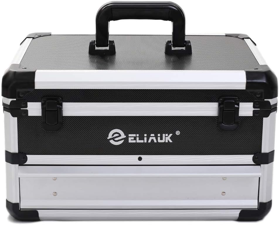 Silver Hard Carry Tool Box with Drawers Storage Organizer Case