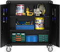 Lockable Rolling Metal Garage Storage Cabinet with Adjustable Shelves Rust Resistant for Warehouse Office