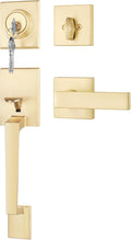 Gold Front Door Lever & Deadbolt Lock Set Reversible Handle Hardware