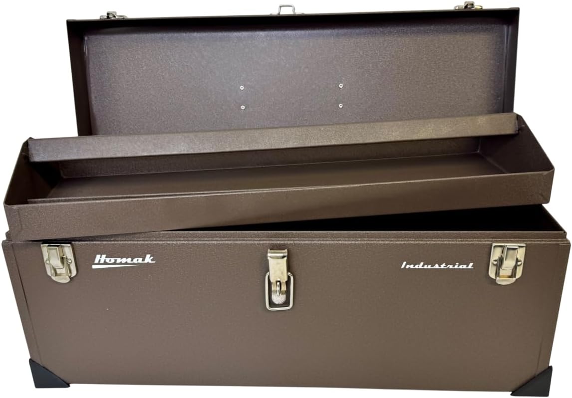 Homak 24-Inch Industrial Steel Toolbox, Brown Wrinkle Powder Coat