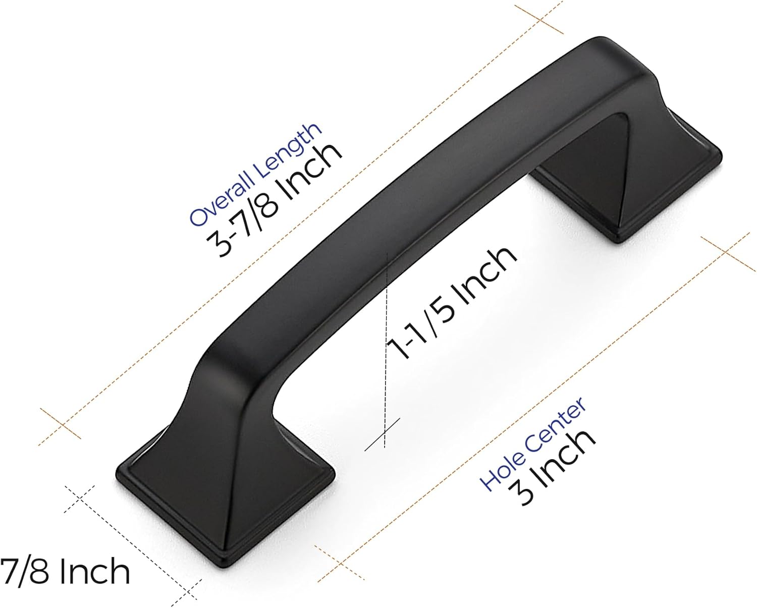 5Pack Matte Black 3in Square Arch Cabinet Drawer Pulls Hardware
