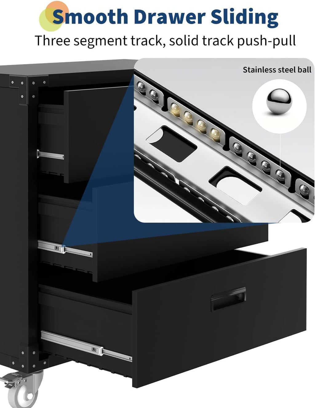 3-Drawer Heavy Duty Rolling Metal Tool Cabinet Mobile Storage for Garage Workshop Basement