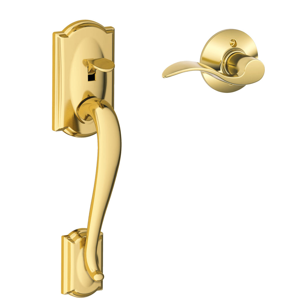 Bright Brass Camelot Entry Handleset with Georgian Knob