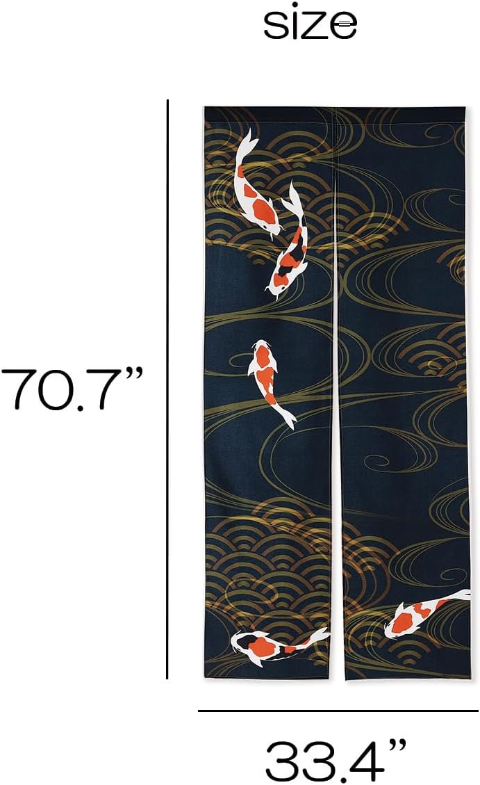 Japanese Style Nishiki Carp Printed Noren Doorway Curtain Pattern1
