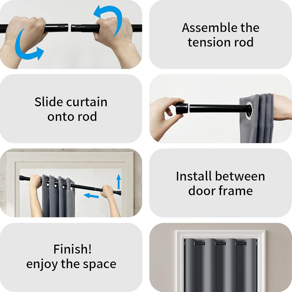 Gray Magnetic Room Darkening Closet Curtain 42×80in with Rod for Bedroom Hallway