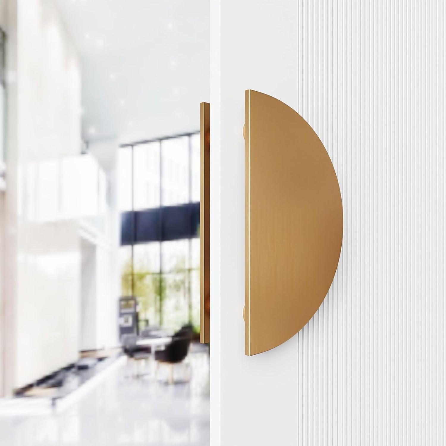 Gold Half-Round Double-Sided Aluminum Glass Barn Door Pull Handle 7.9in