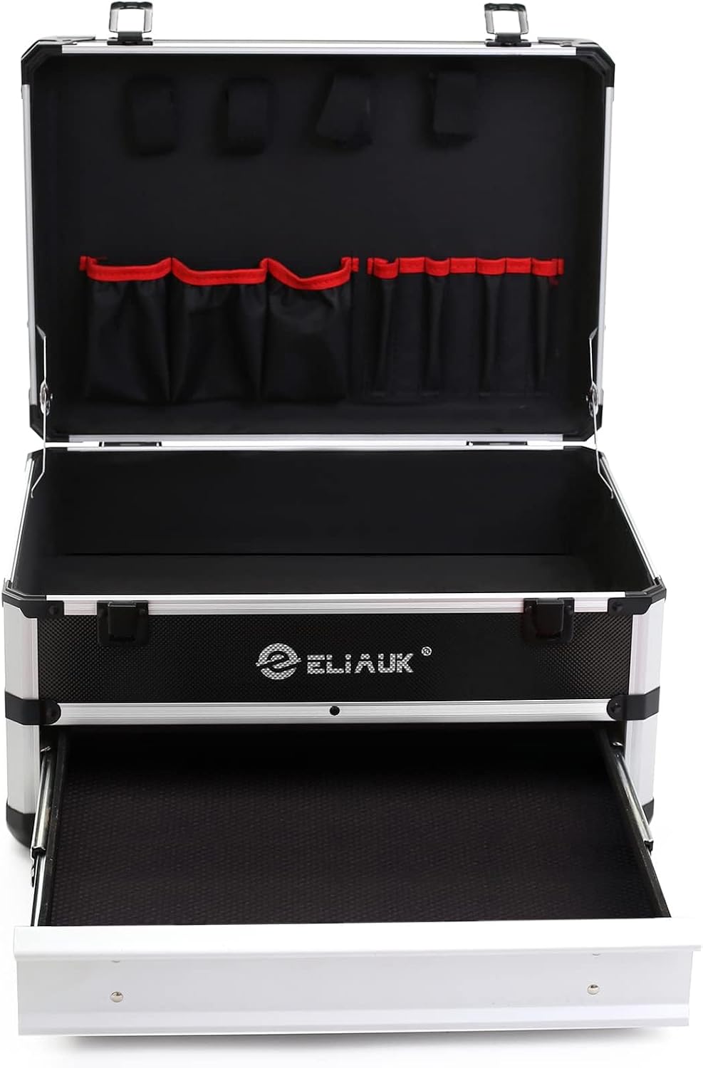 Silver Hard Carry Tool Box with Drawers Storage Organizer Case
