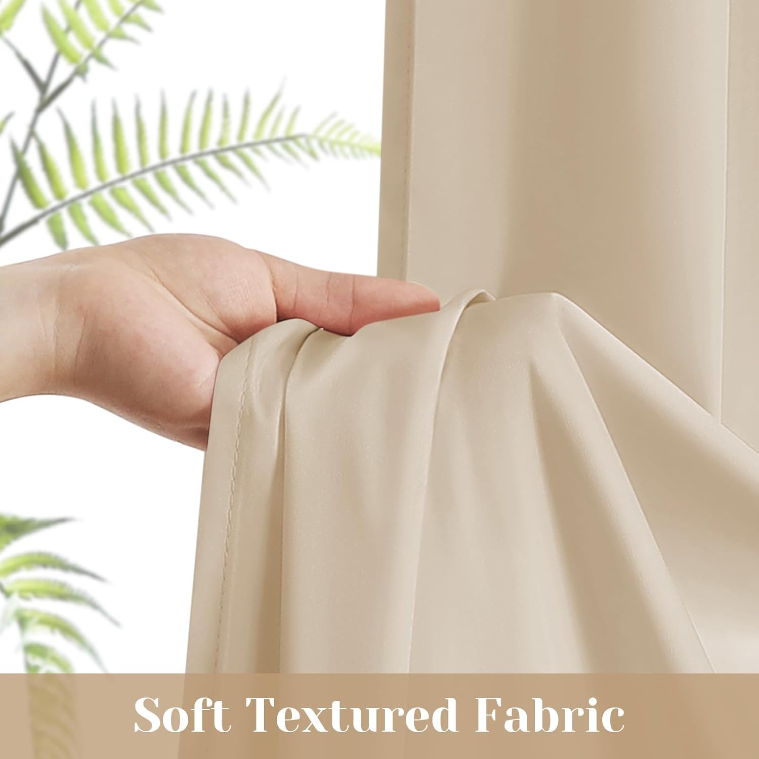 Beige 26×72in 2Pack Semi Sheer Privacy French Door Curtains with Tie Backs