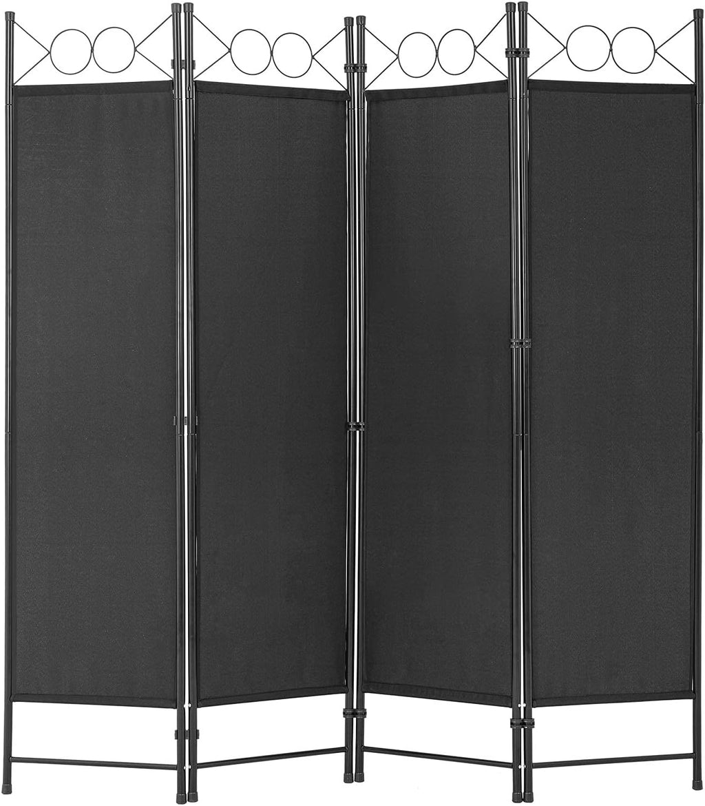 Black 4 Panel 6FT Steel Frame Folding Privacy Room Divider