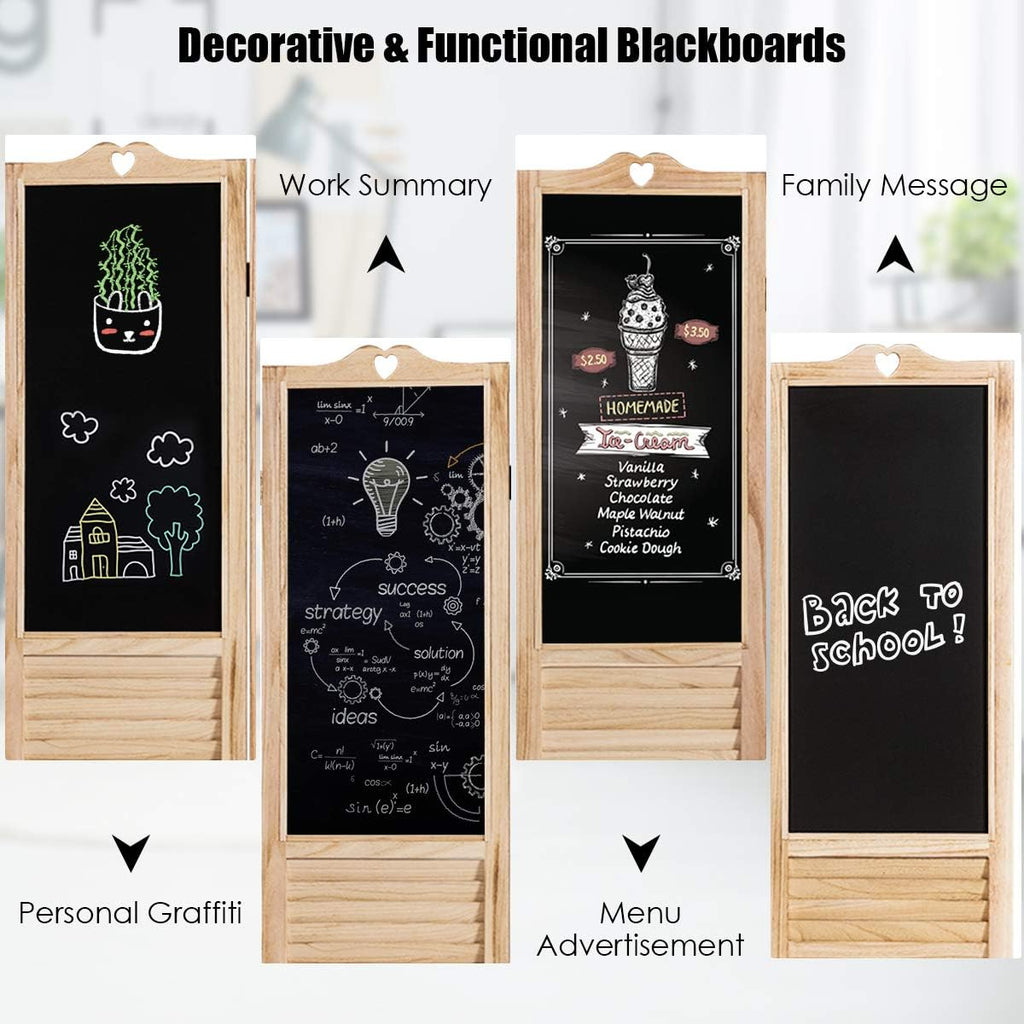 4 Panel 5.7FT Folding Privacy Divider with Chalkboard Panels
