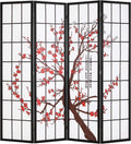 White 4 Panel 6FT Oriental Wood Shoji Folding Room Divider Screen