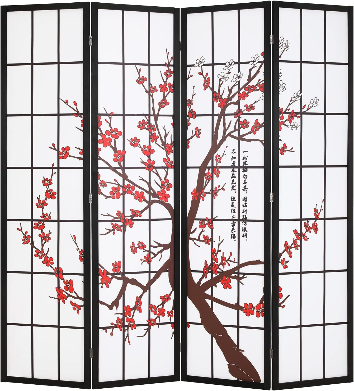 White 4 Panel 6FT Oriental Wood Shoji Folding Room Divider Screen