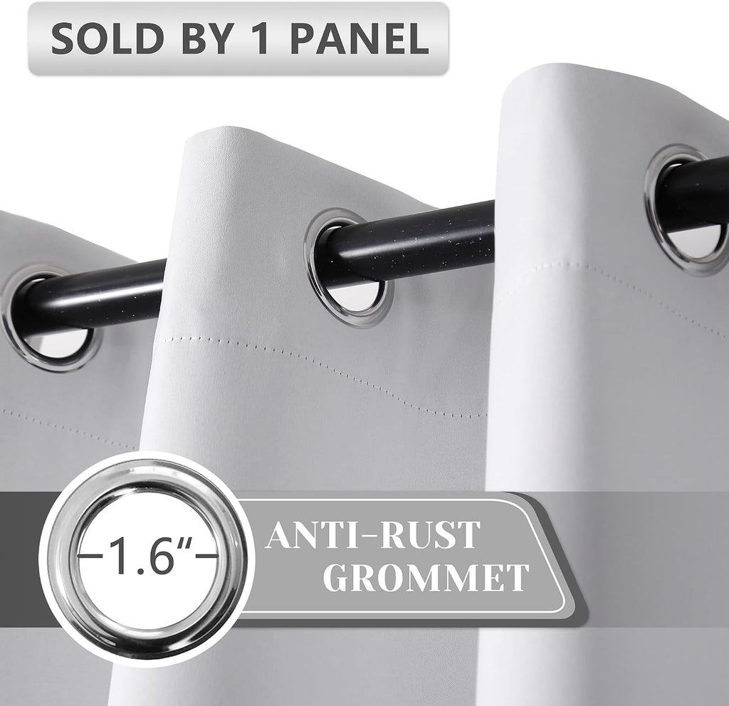 White Grommet Blackout Thermal Door Curtain 25"W×80"L Single Panel
