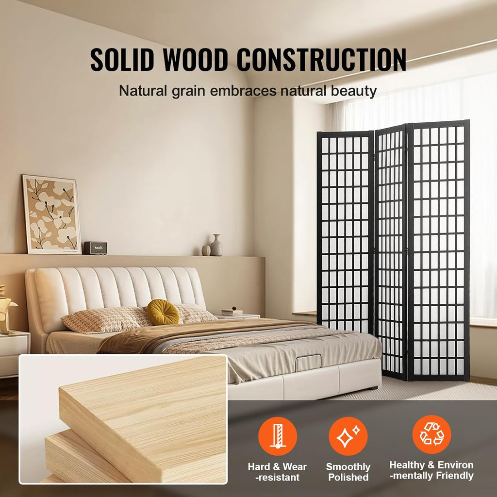 3 Panel Wood Japanese Style Folding Privacy Room Divider Screen