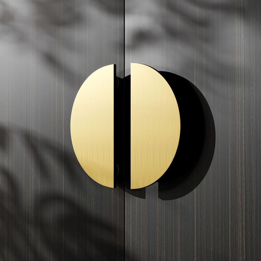 Gold Half-Round Double-Sided Aluminum Glass Barn Door Pull Handle 7.9in