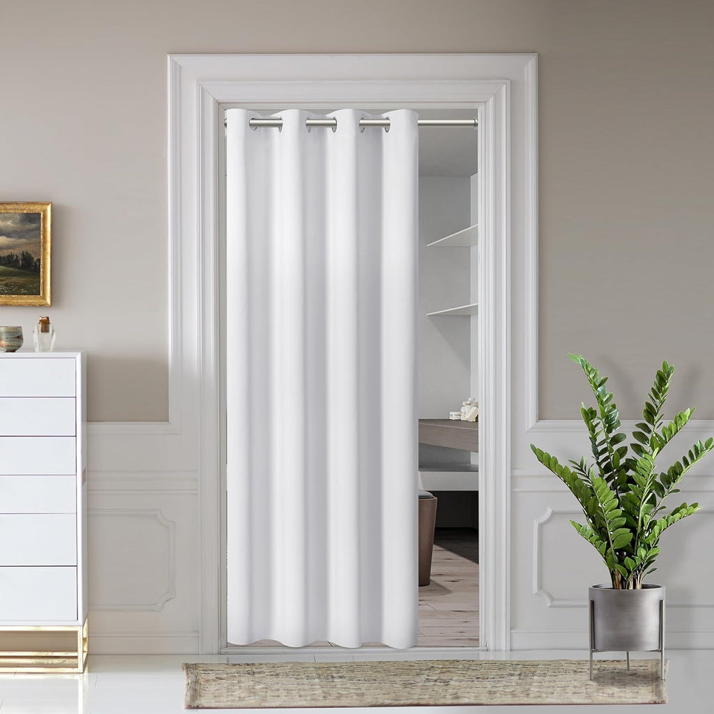 White Grommet Blackout Thermal Door Curtain 25"W×80"L Single Panel