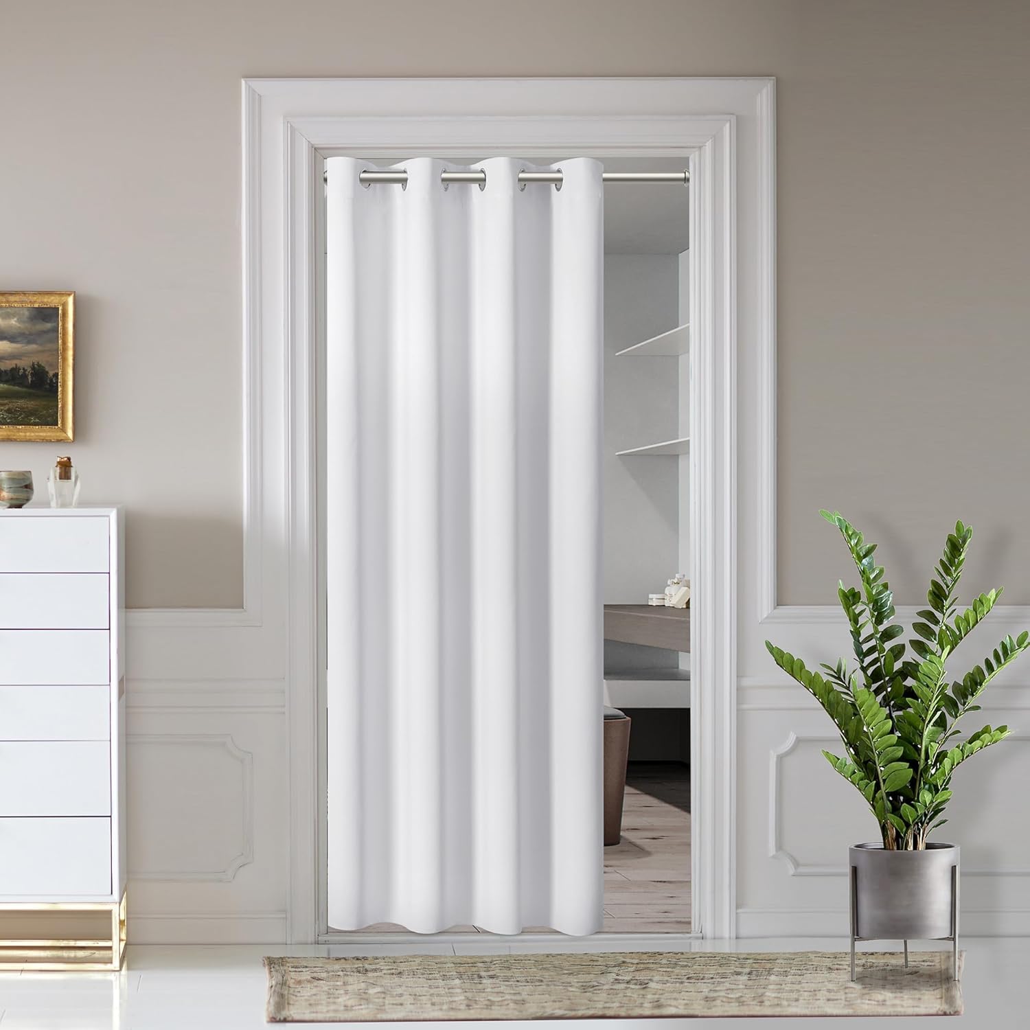 White Grommet Blackout Thermal Door Curtain 25"W×80"L Single Panel