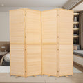 Beige 4 Panel 5.6FT Woven Bamboo Folding Privacy Room Divider