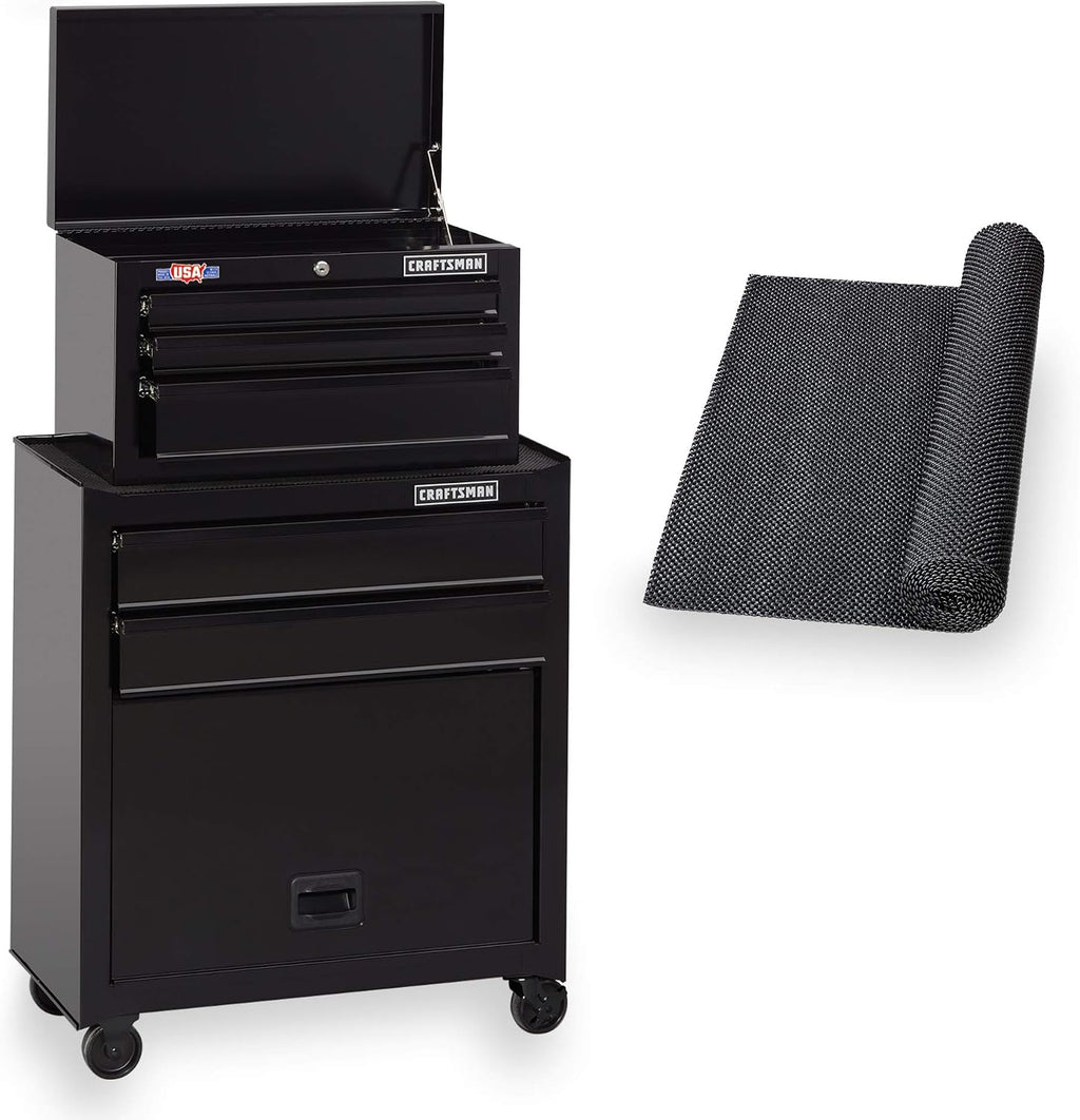 Black 26in 5-Drawer Rolling Tool Chest Combo with Drawer Liner