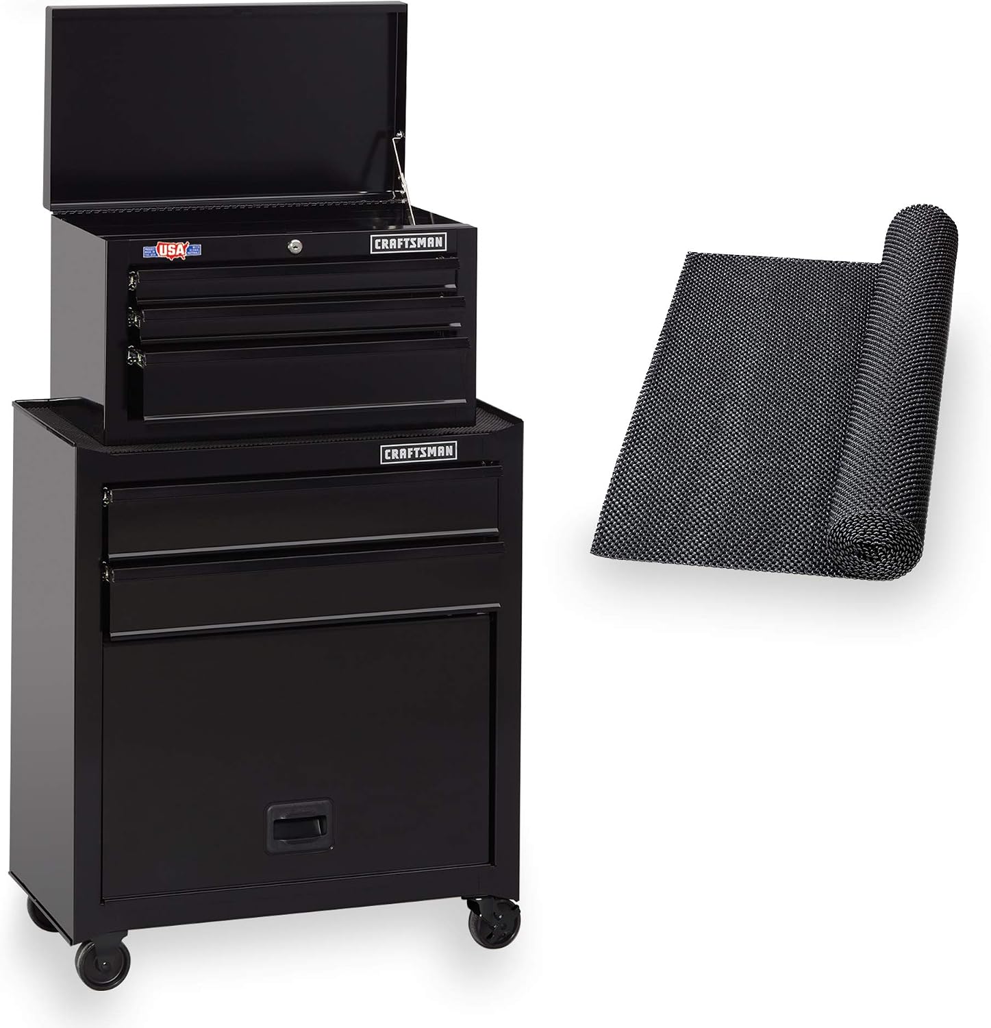 Black 26in 5-Drawer Rolling Tool Chest Combo with Drawer Liner