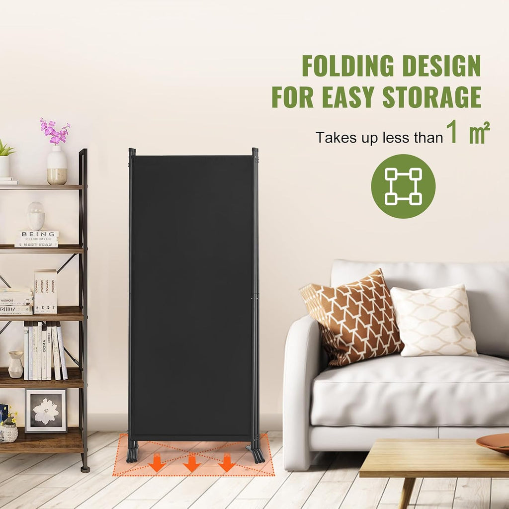 Black 3 Panel Fabric Freestanding Folding Privacy Room Divider
