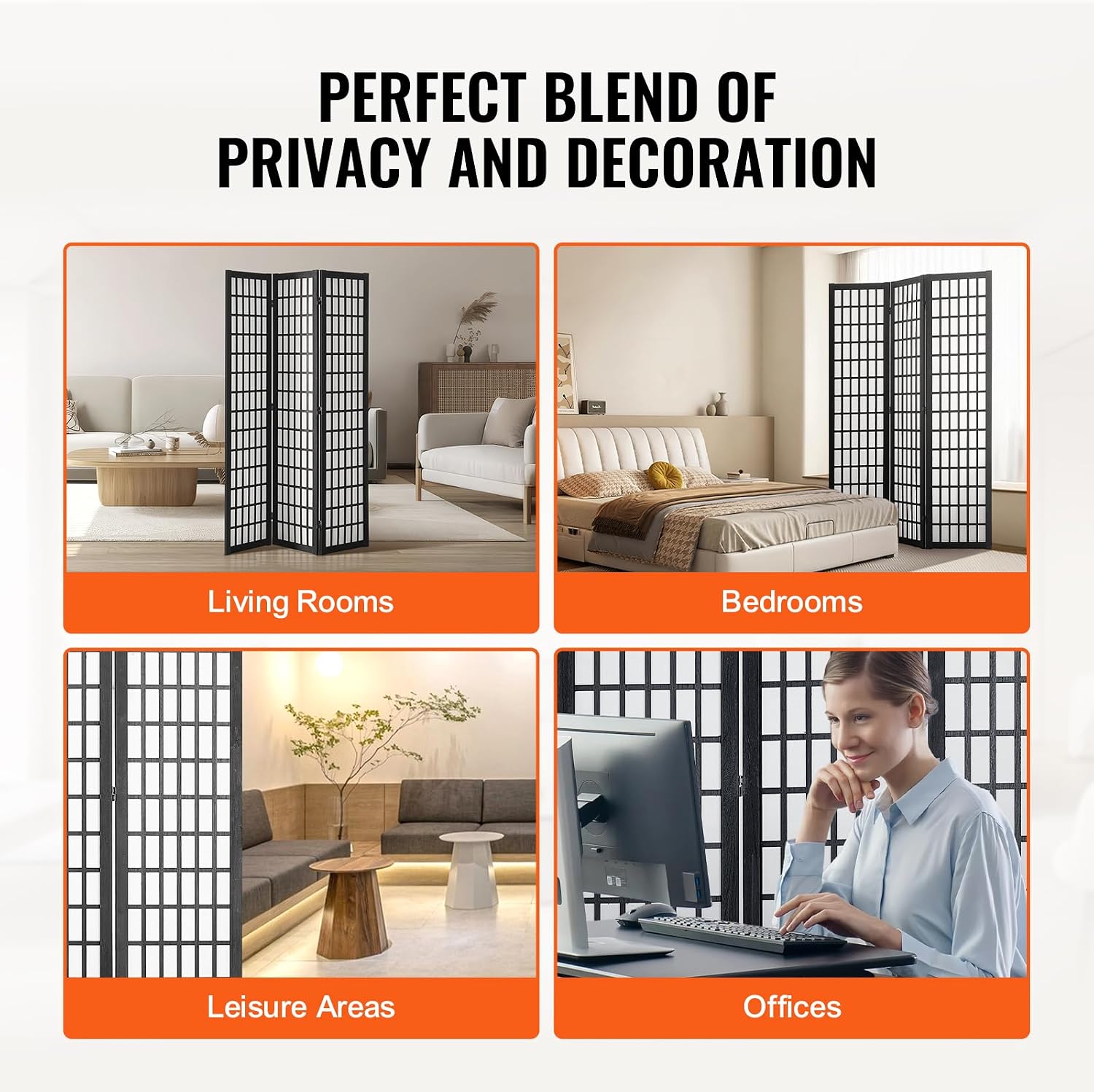 3 Panel Wood Japanese Style Folding Privacy Room Divider Screen