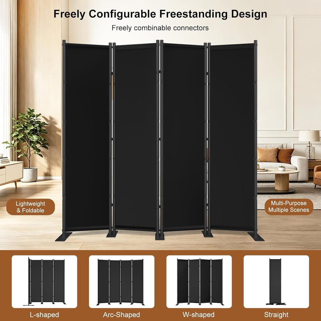 Black 4 Panel 6FT Folding Freestanding Privacy Room Divider Screen