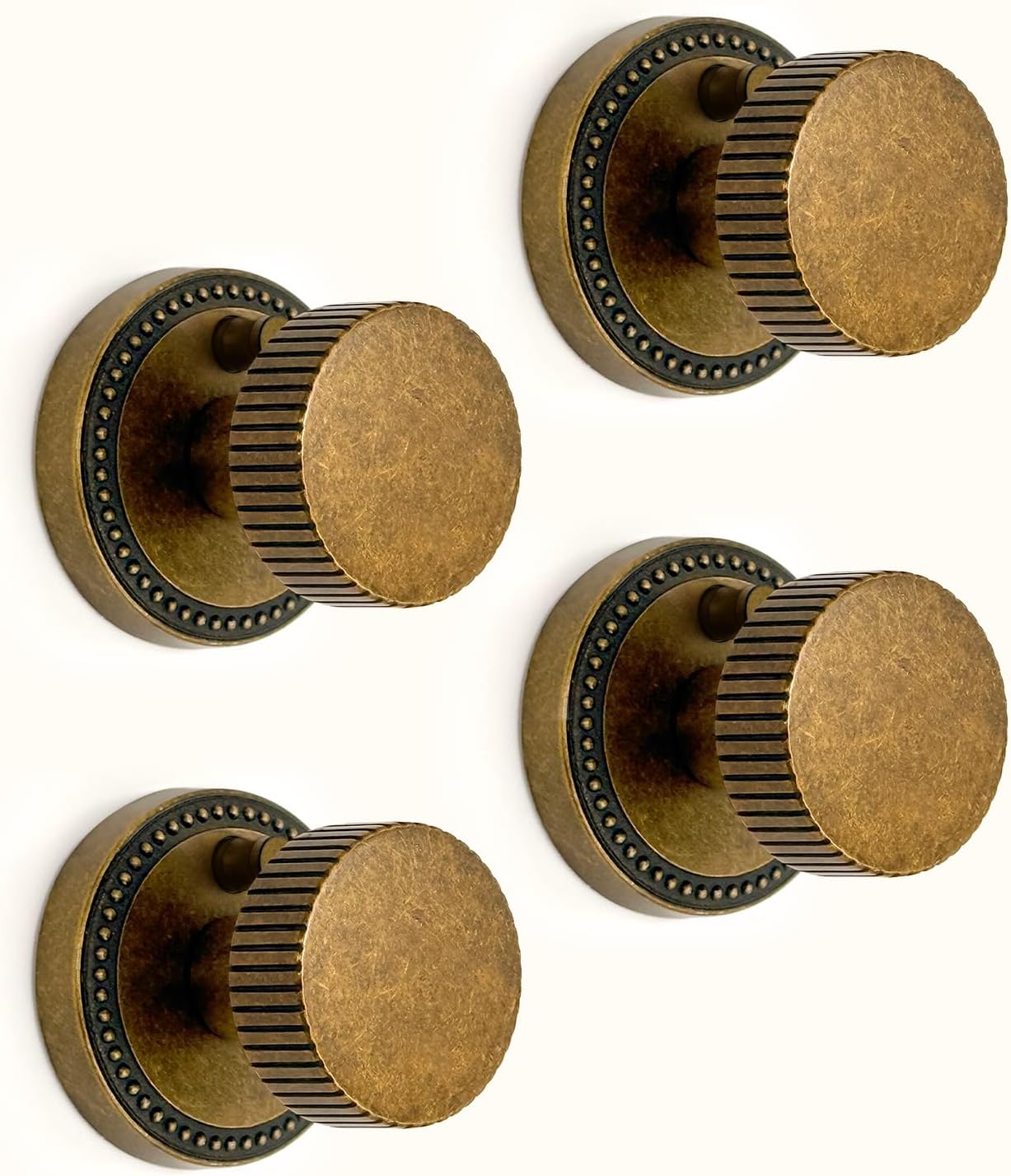 4Pack Antique Brass Privacy Door Knobs Lockable Levers for Bedroom Bathroom