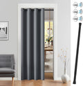Gray Magnetic Room Darkening Closet Curtain 42×80in with Rod for Bedroom Hallway