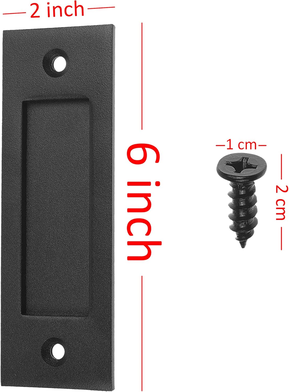 Eco-Fused Black 6in Steel Barn Door Pull Handle with Screws for Garage Closet Shed