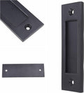 Eco-Fused Black 6in Steel Barn Door Pull Handle with Screws for Garage Closet Shed