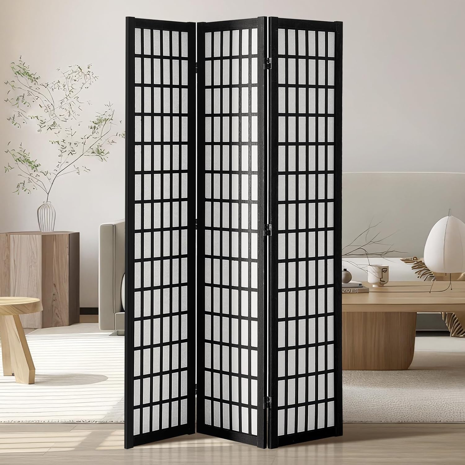 3 Panel Wood Japanese Style Folding Privacy Room Divider Screen