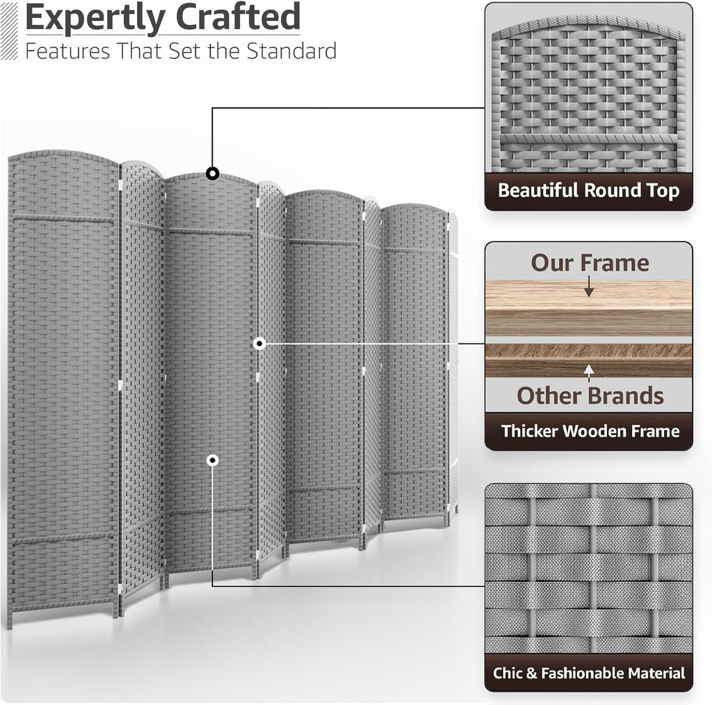 8 Panel 6FT Hand-Woven Mesh Double Hinged Privacy Room Divider