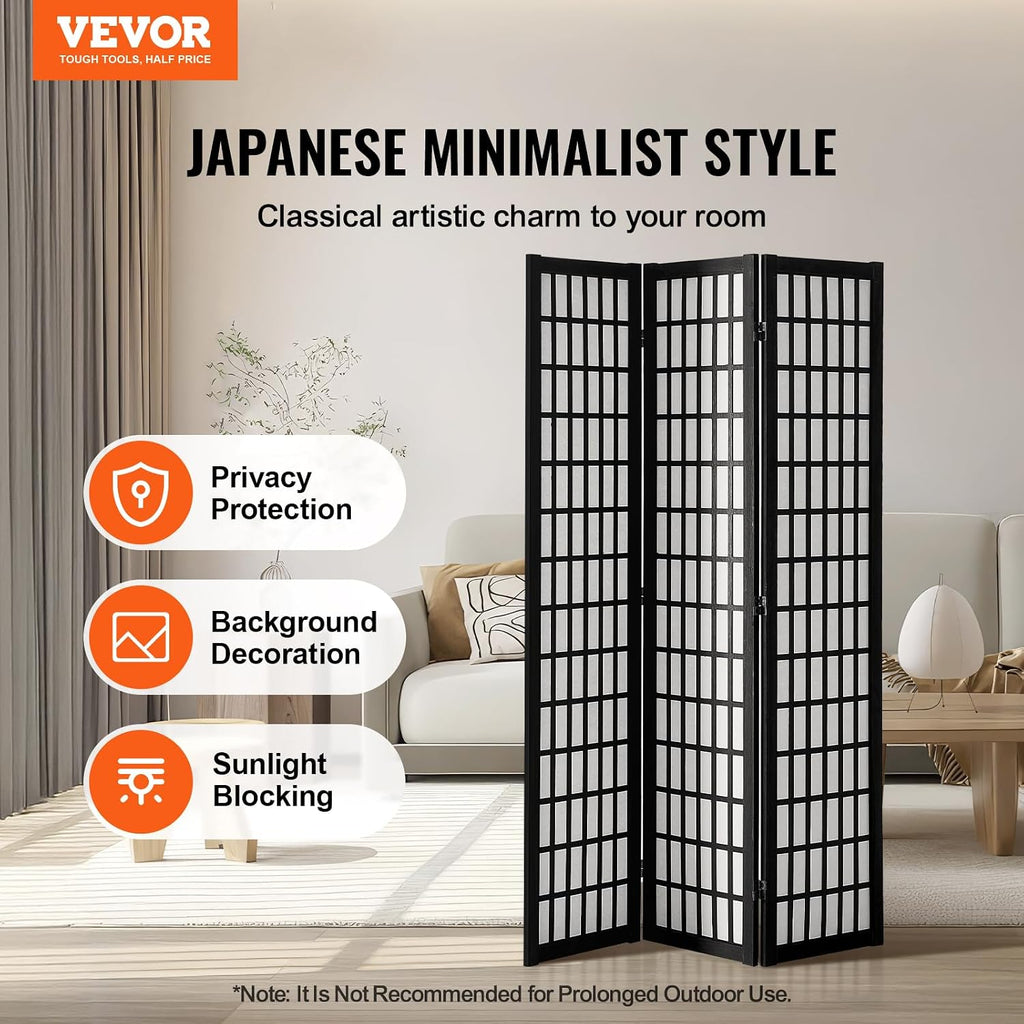 3 Panel Wood Japanese Style Folding Privacy Room Divider Screen