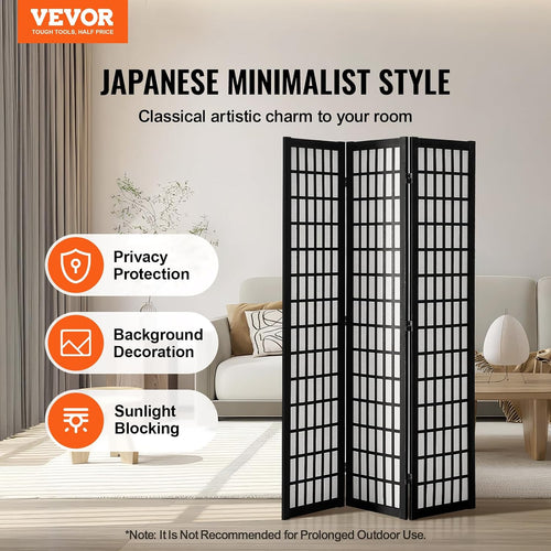 3 Panel Wood Japanese Style Folding Privacy Room Divider Screen