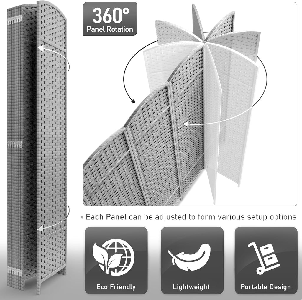 8 Panel 6FT Hand-Woven Mesh Double Hinged Privacy Room Divider